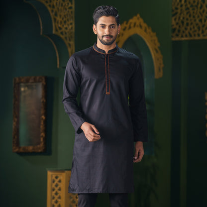 Mens Black Embroidered Panjabi