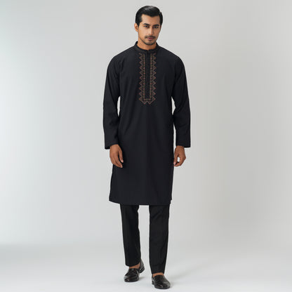 Mens Black Embroidery Panjabi
