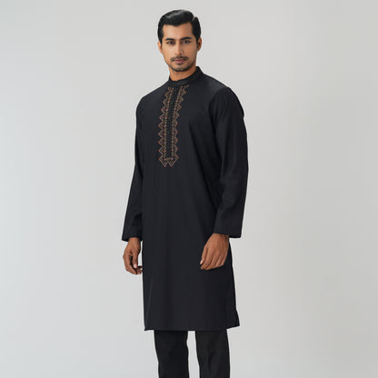 Mens Black Embroidery Panjabi