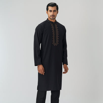 Mens Black Embroidery Panjabi