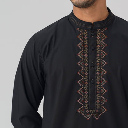 Mens Black Embroidery Panjabi