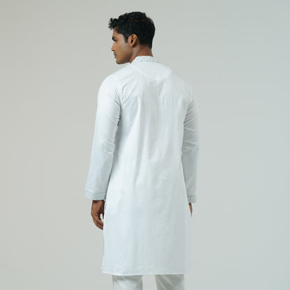 Mens White Embroidery Panjabi