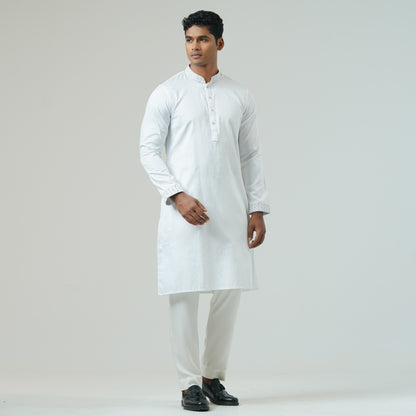 Mens White Embroidery Panjabi