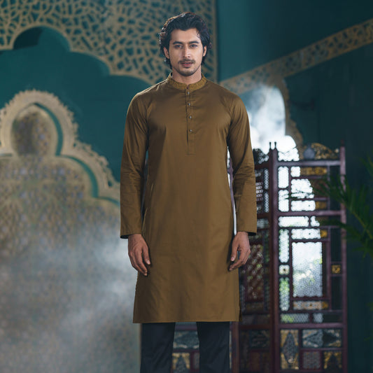 Mens Khaki Karchupi Panjabi
