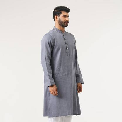 Mens Silver Gray Karchupi Panjabi