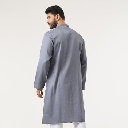 Mens Silver Gray Karchupi Panjabi