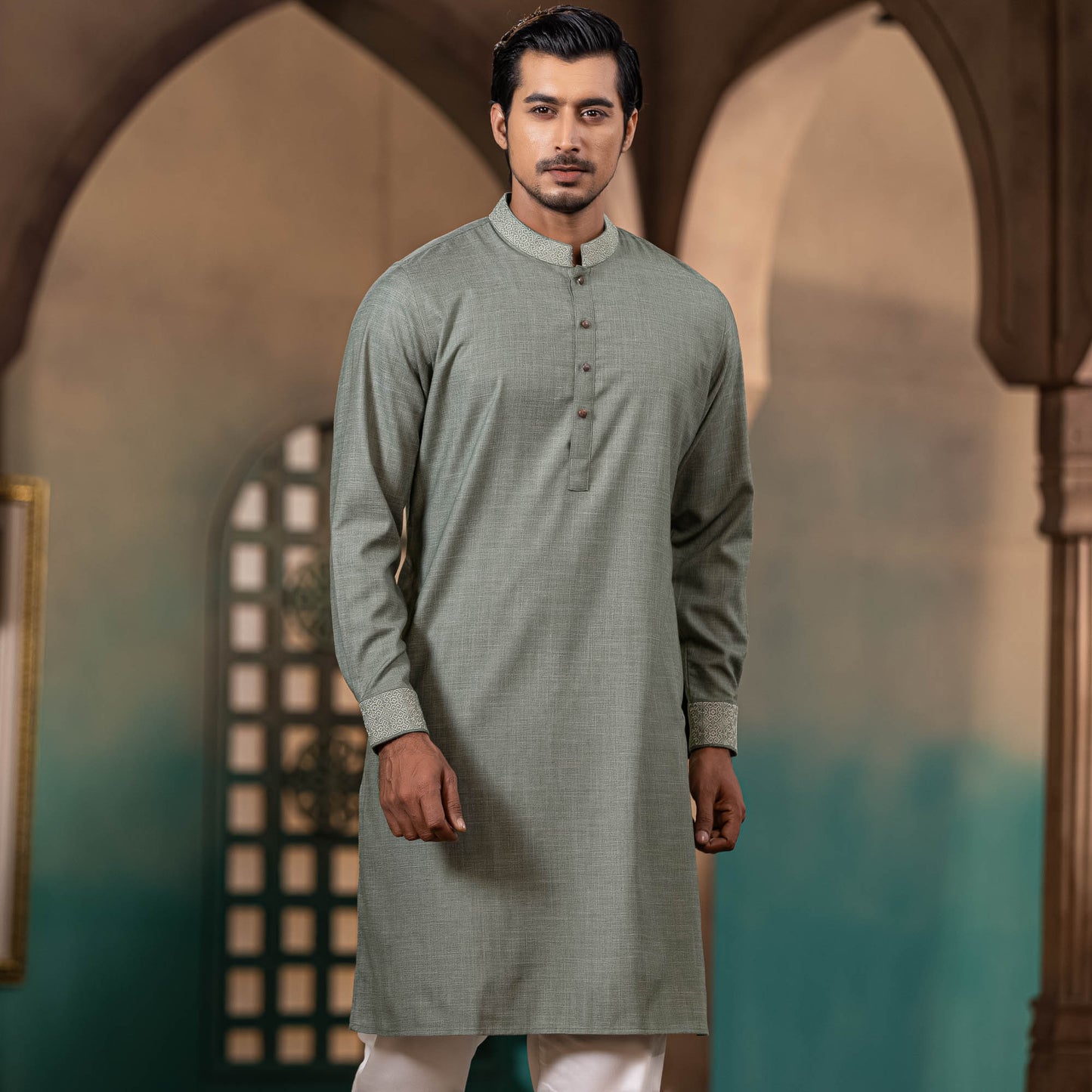 MENS PREMIUM PANJABI-Tea Green