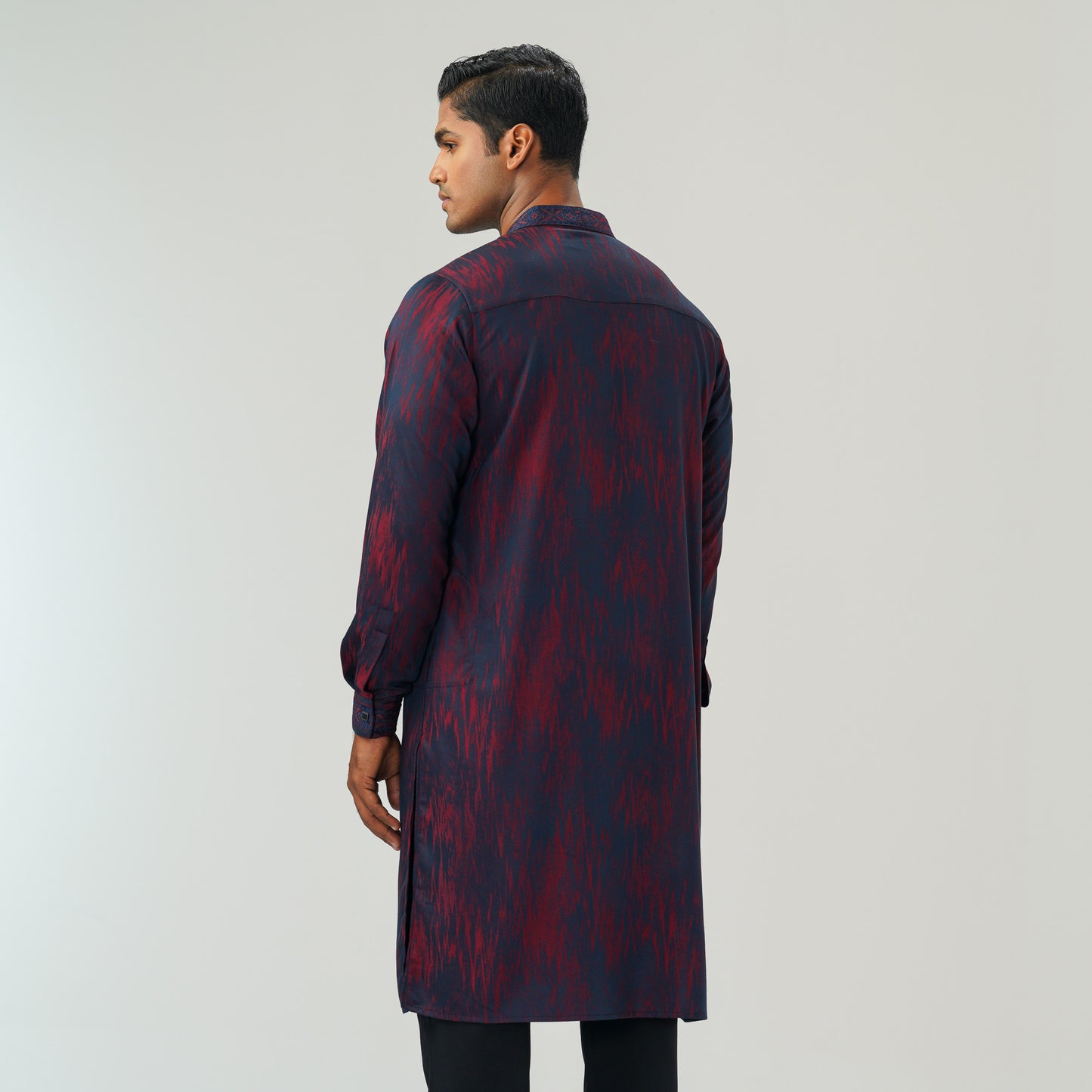 Mens Maroon Blue Premium Panjabi