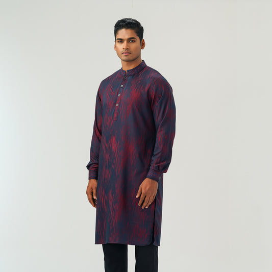 Mens Maroon Blue Premium Panjabi