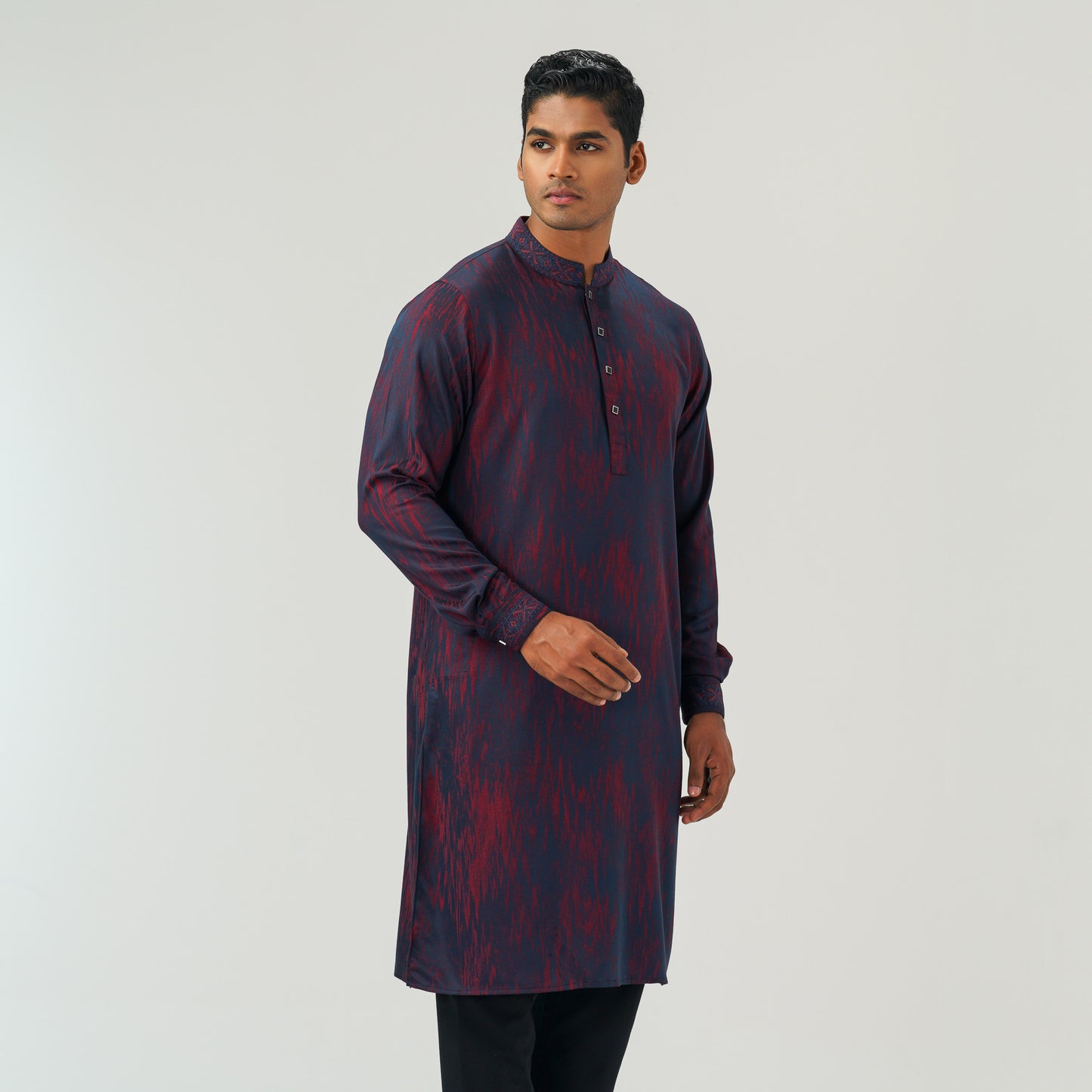 Mens Maroon Blue Premium Panjabi