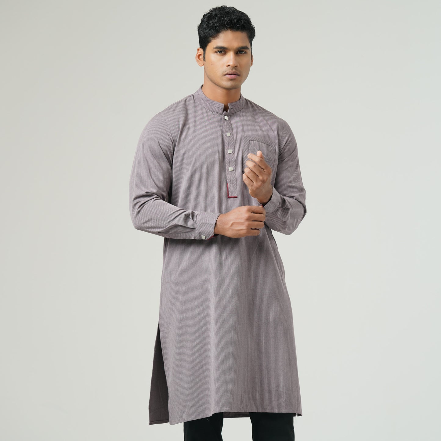 Mens Grey Mauve Premium Panjabi