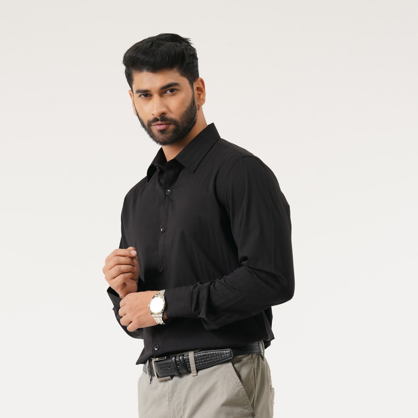 Mens Black Semi Formal Shirt