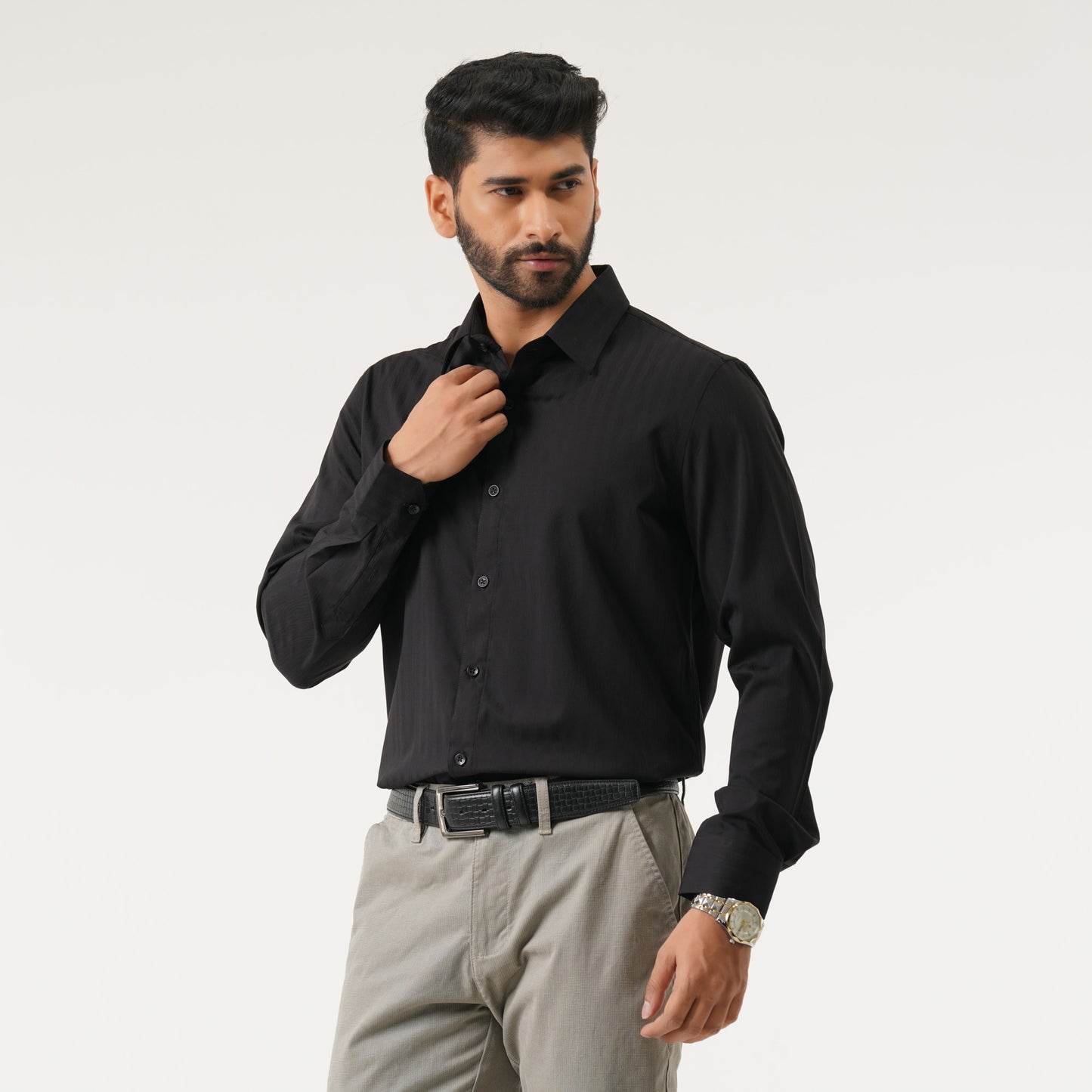 Mens Black Semi Formal Shirt