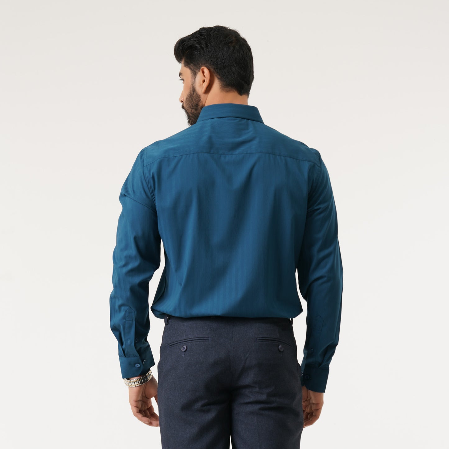 Mens Teal Blue Semi Formal Shirt