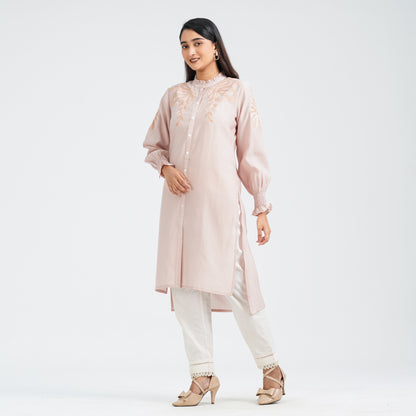 Women’s Peach Embroidered Two Piece Set