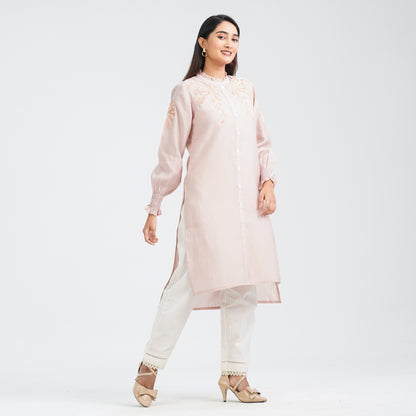 Women’s Peach Embroidered Two Piece Set