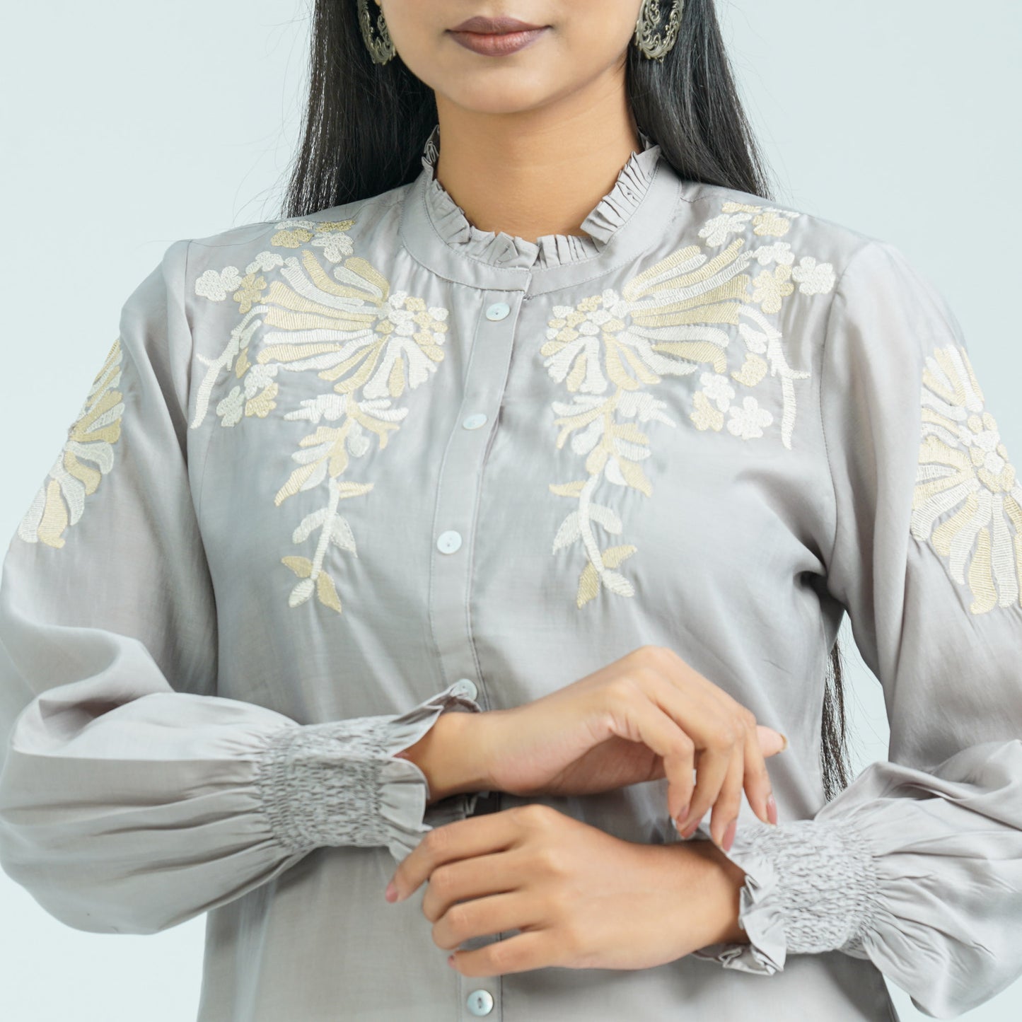 Women’s Ash Embroidered Two Piece Set