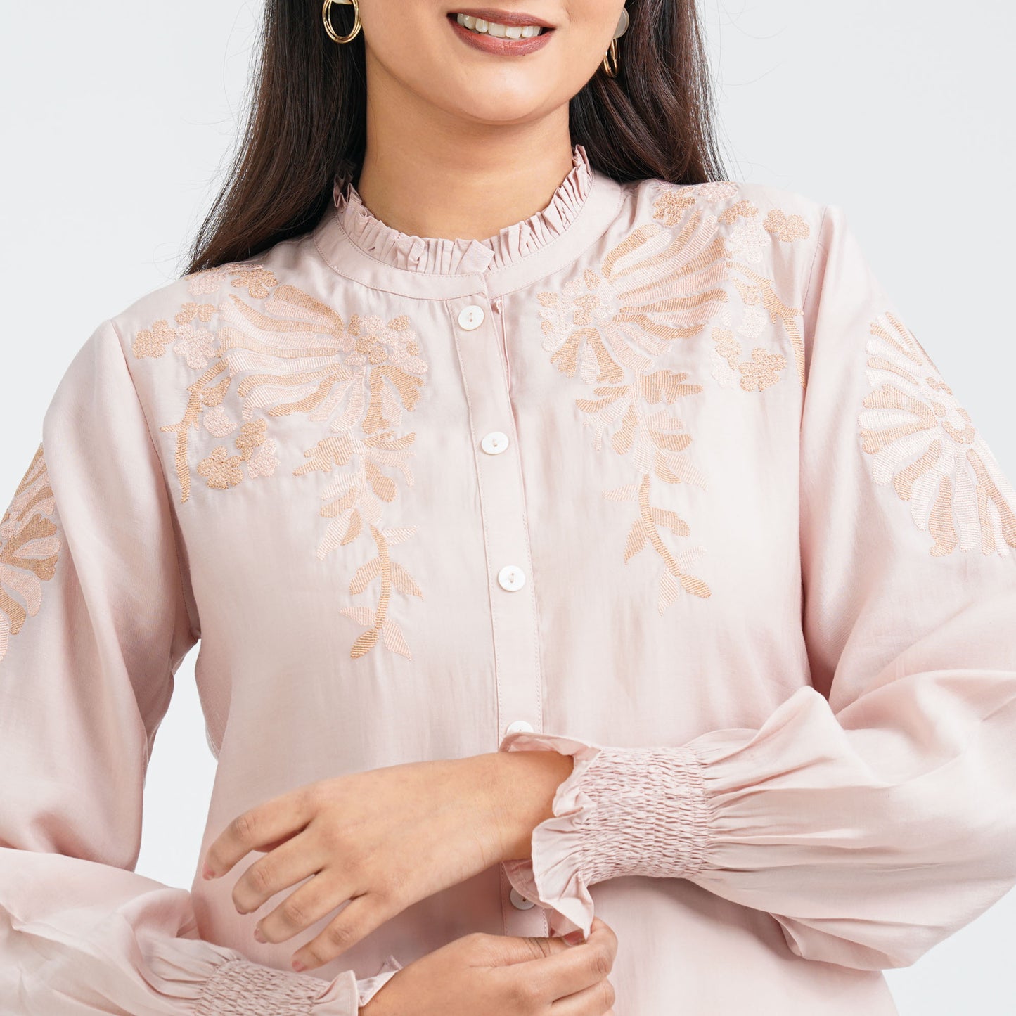 Women’s Peach Embroidered Two Piece Set