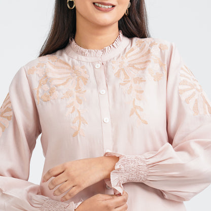Women’s Peach Embroidered Two Piece Set