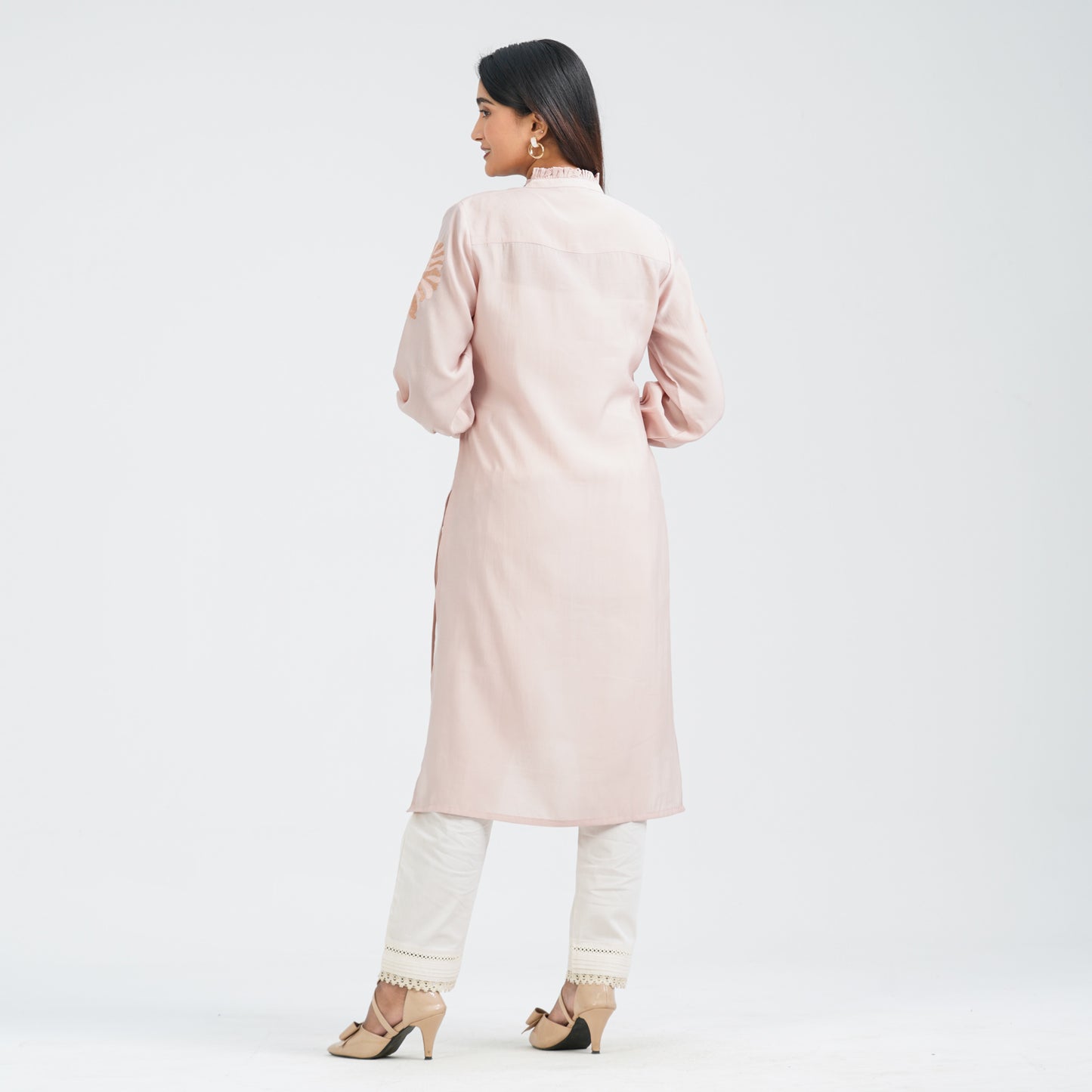 Women’s Peach Embroidered Two Piece Set