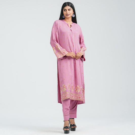 Women’s Pink Blended Fabric Two Piece
