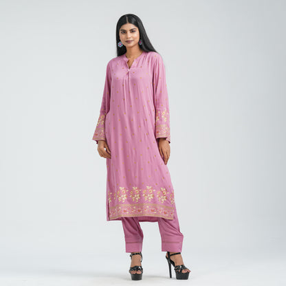 Women’s Pink Blended Fabric Two Piece