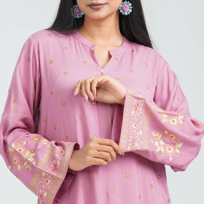 Women’s Pink Blended Fabric Two Piece