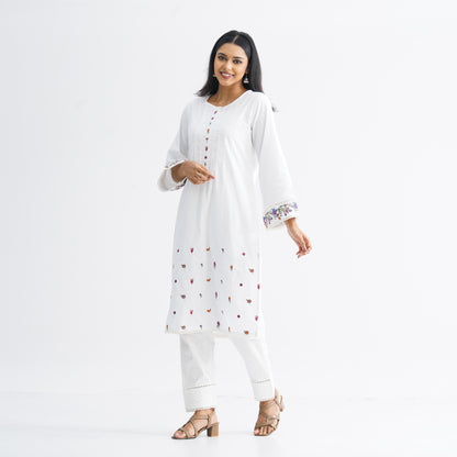 Women’s White Embroidered Two-Piece Set