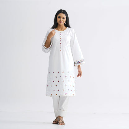 Women’s White Embroidered Two-Piece Set