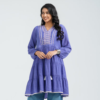 Women’s Purple Embroidered Cotton Top