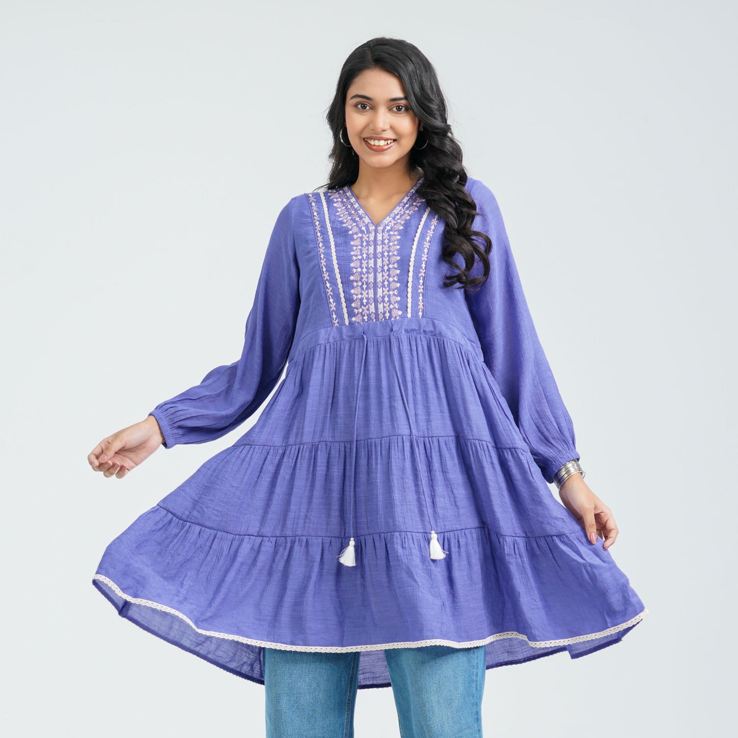 Women’s Purple Embroidered Cotton Top