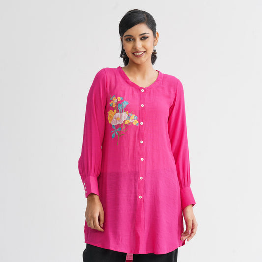 Women’s Pink Embroidered Top