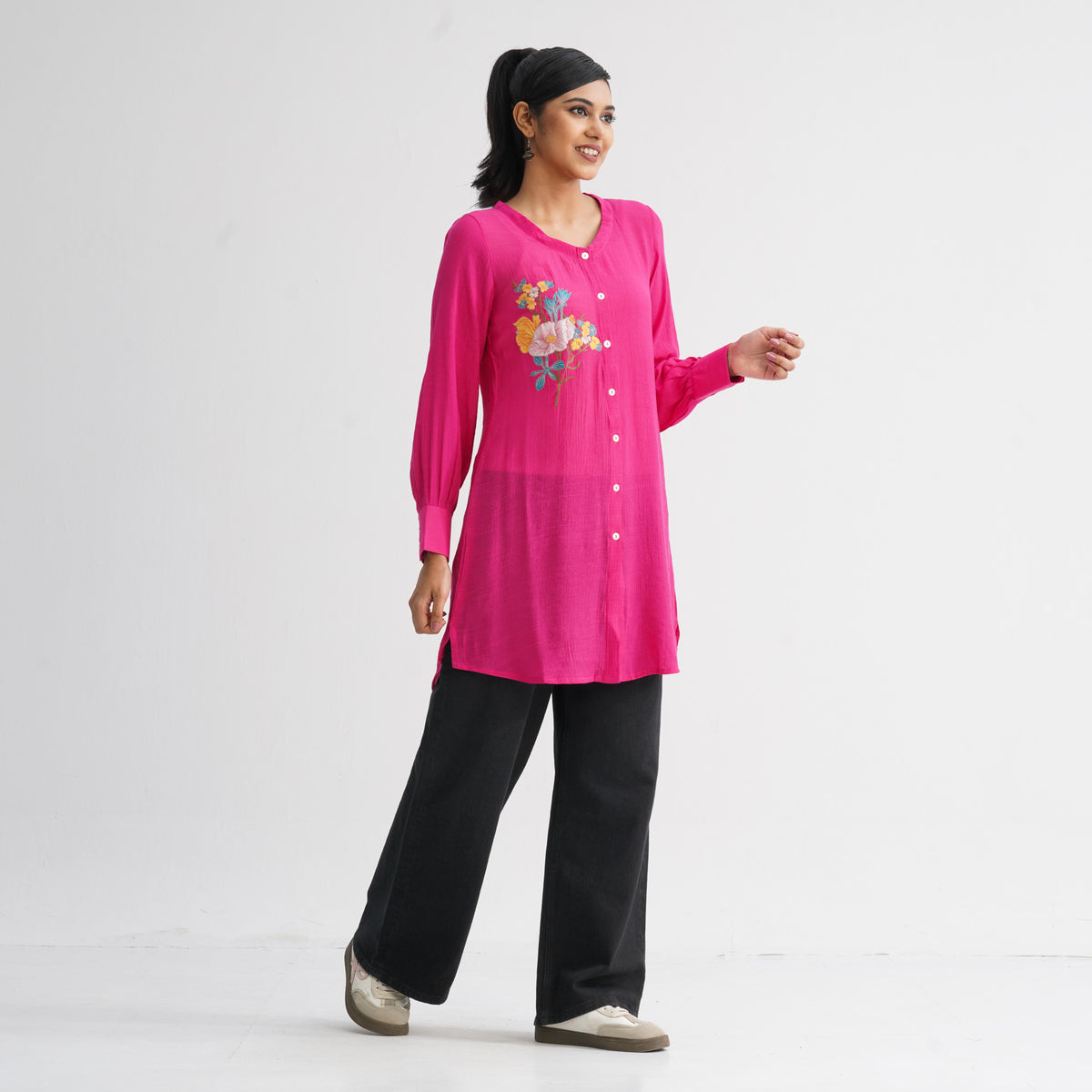 Women’s Pink Embroidered Top