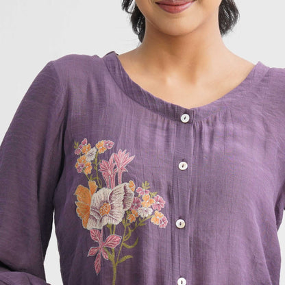Women’s Purple Embroidered Top