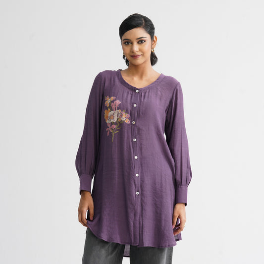 Women’s Purple Embroidered Top