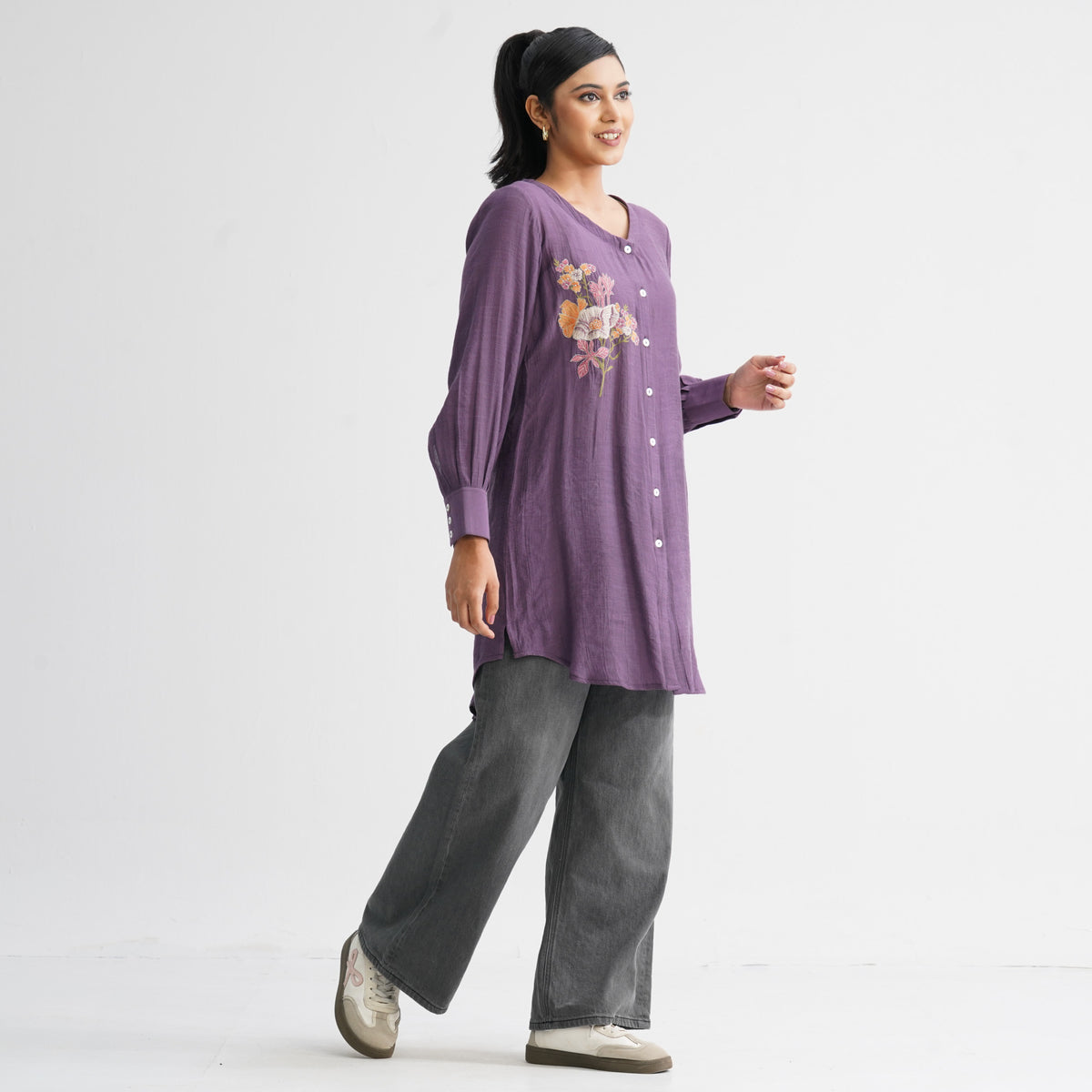 Women’s Purple Embroidered Top