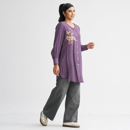 Women’s Purple Embroidered Top