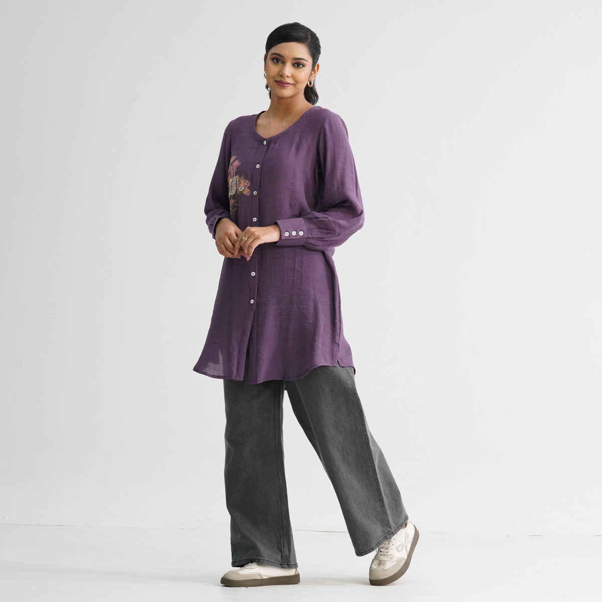 Women’s Purple Embroidered Top