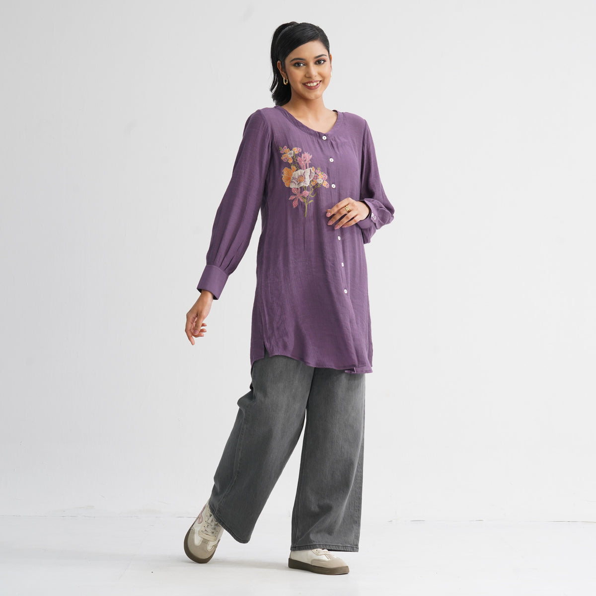 Women’s Purple Embroidered Top