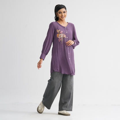 Women’s Purple Embroidered Top