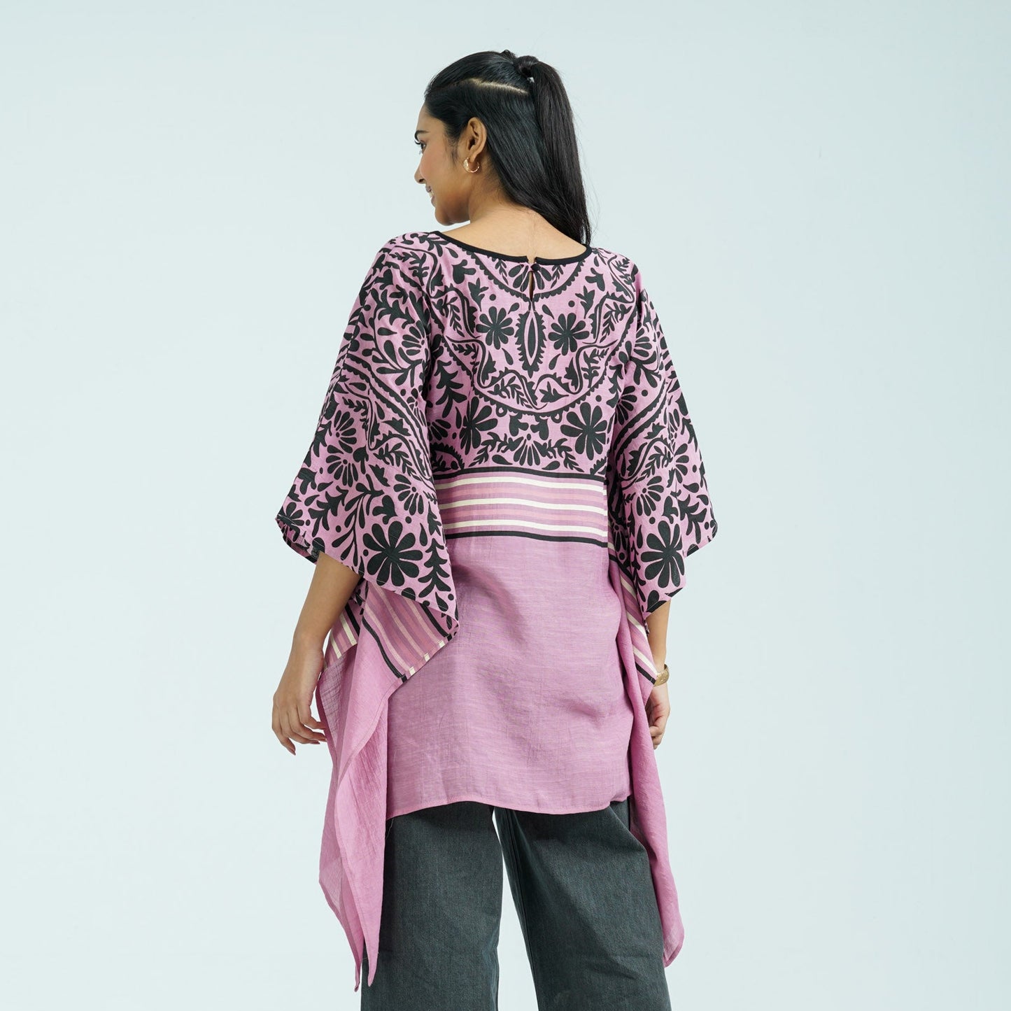 Women’s Floral Pink Mirror Kaftan Top