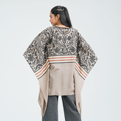 Women’s Floral Brown Mirror Kaftan Top