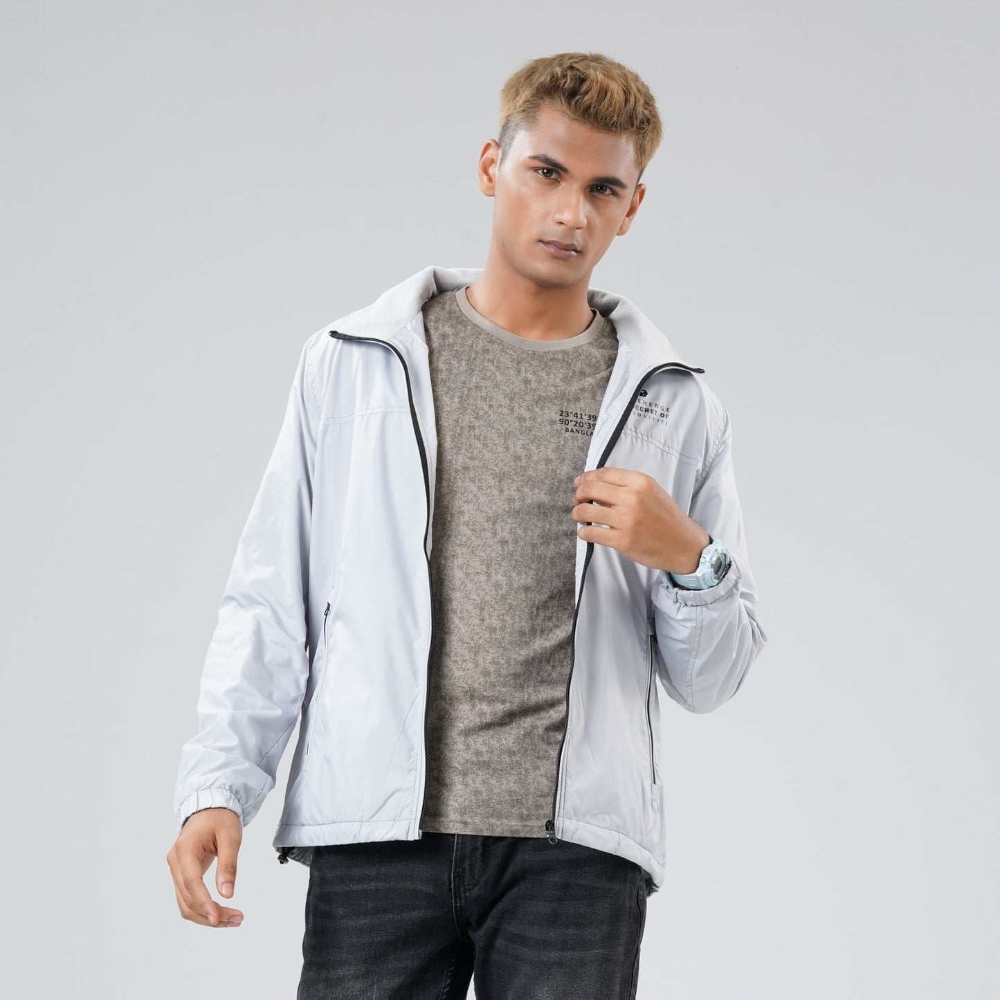 Mens Grey Windbreaker