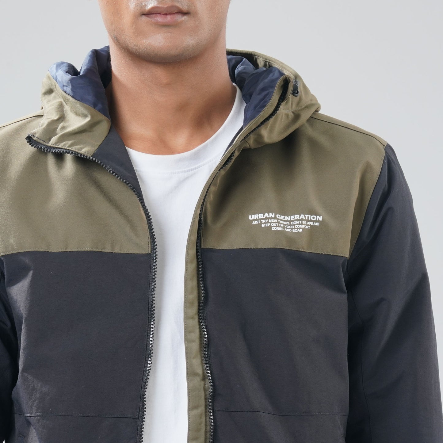 Mens Black & Olive Windbreaker