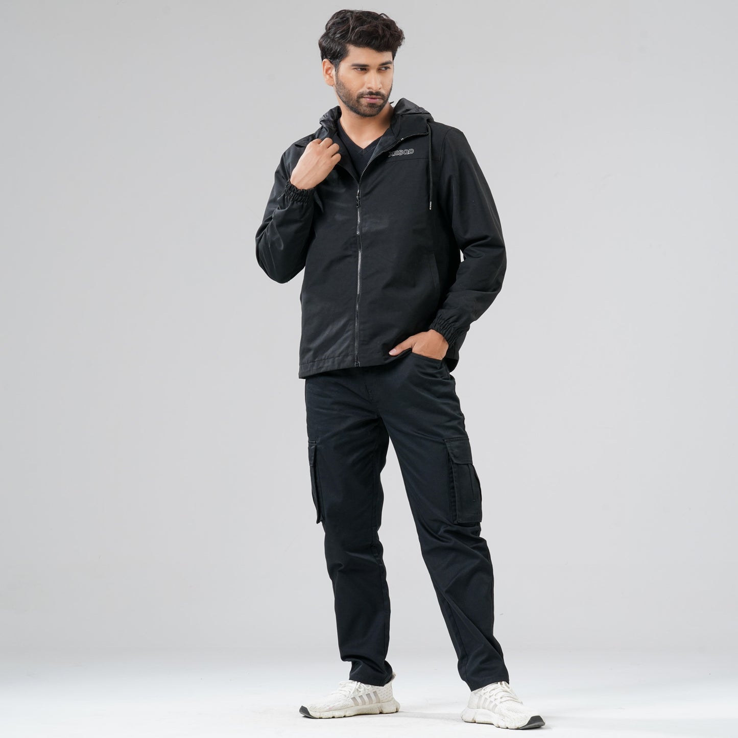 Mens Black Windbreaker