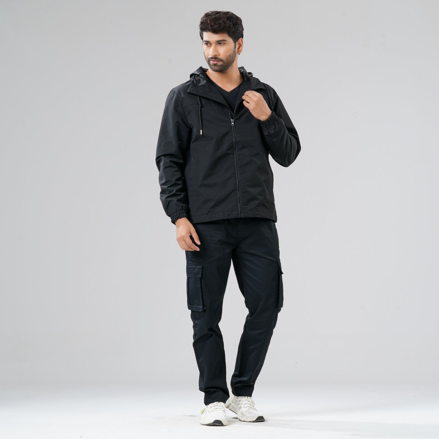 Mens Black Windbreaker