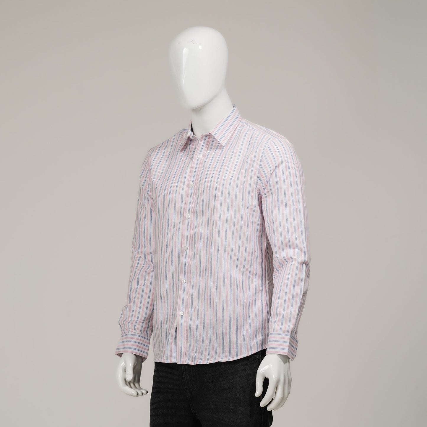 Mens Pink & Blue Striped Formal Shirt