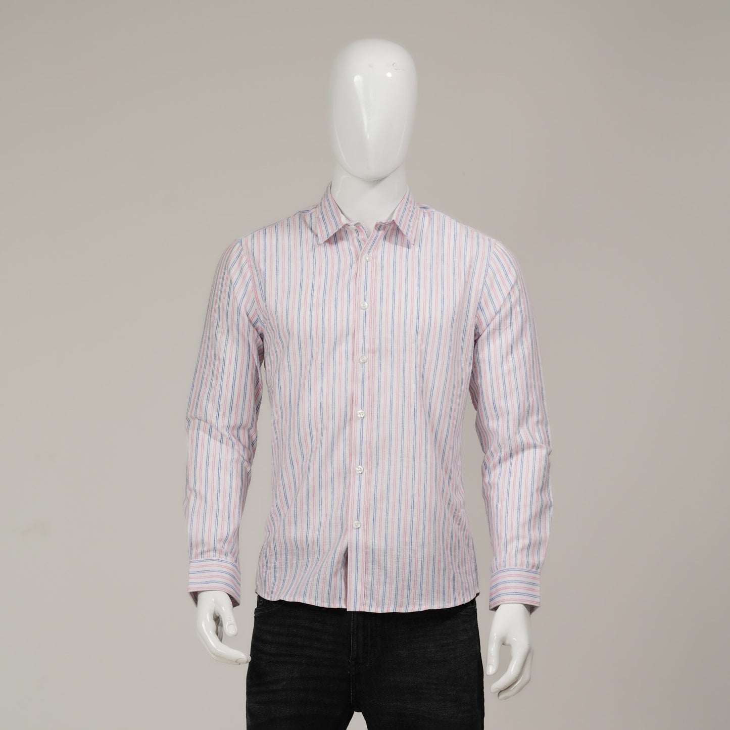 Mens Pink & Blue Striped Formal Shirt