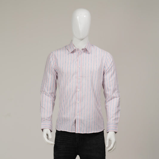 Mens Pink & Blue Striped Formal Shirt