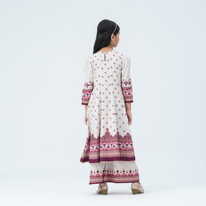 Girl's Burgendy Silk Two Piece Set
